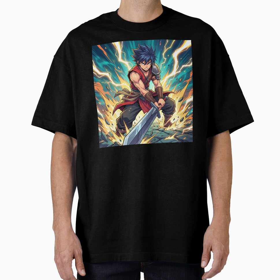 Epic Anime Warrior Sword Art – Dynamic Action Anime Poster by AbstractAuraArt
