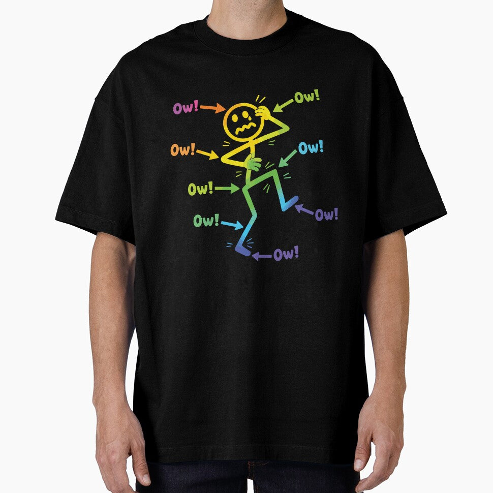 Ow Ow Ow Funny Chronic Pain Awareness Spoonie Humor Stick Figure by kiralynstration