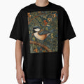 Chickadee Bird in woodland landscape art nouveau stlye by hollycooper