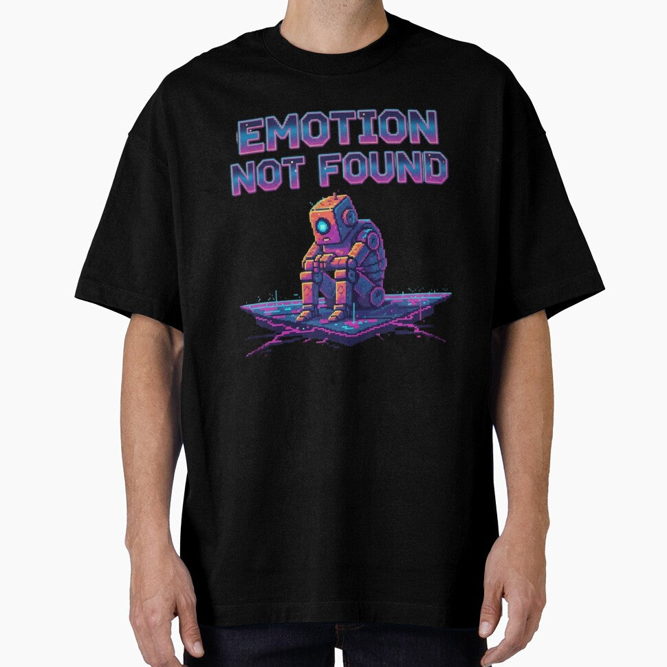 Emotion Not Found Sad Robot Retro Pixel Vaporwave by ChaosNest
