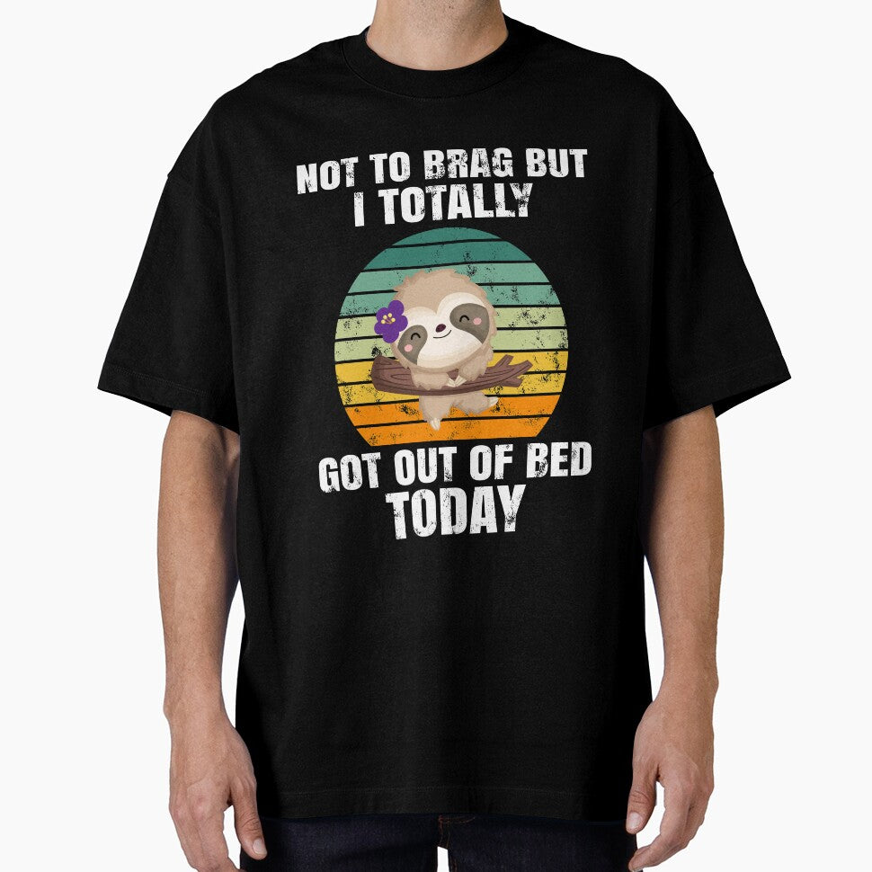 funny sloth, totally got out of bed today, retro vintage sloth, sloth meme by T-DESIGNEDZ