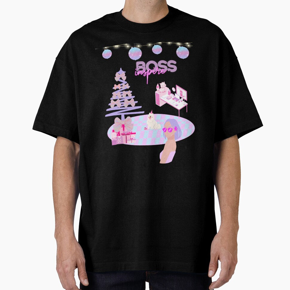inspire BOSS purple hair lady Christmas wear Sweatshirt by joyfulartful