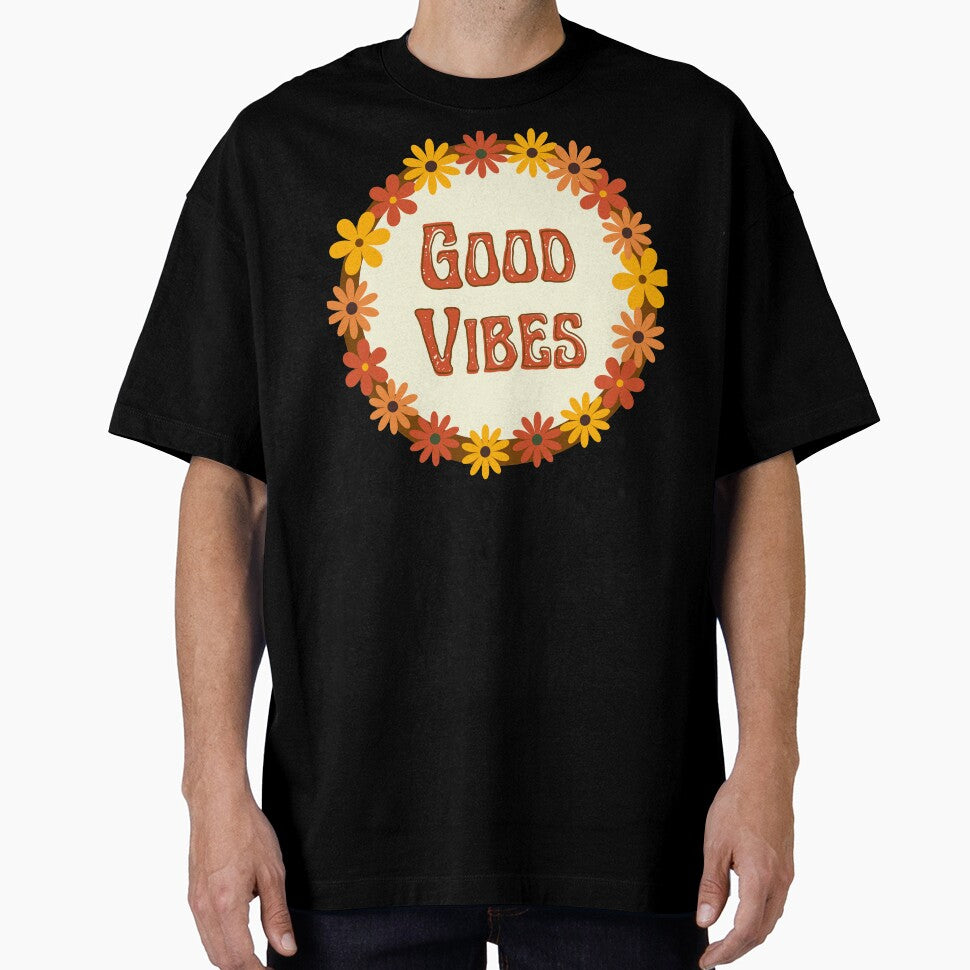 Good vibes hippie flowers grey by DemonicGloom