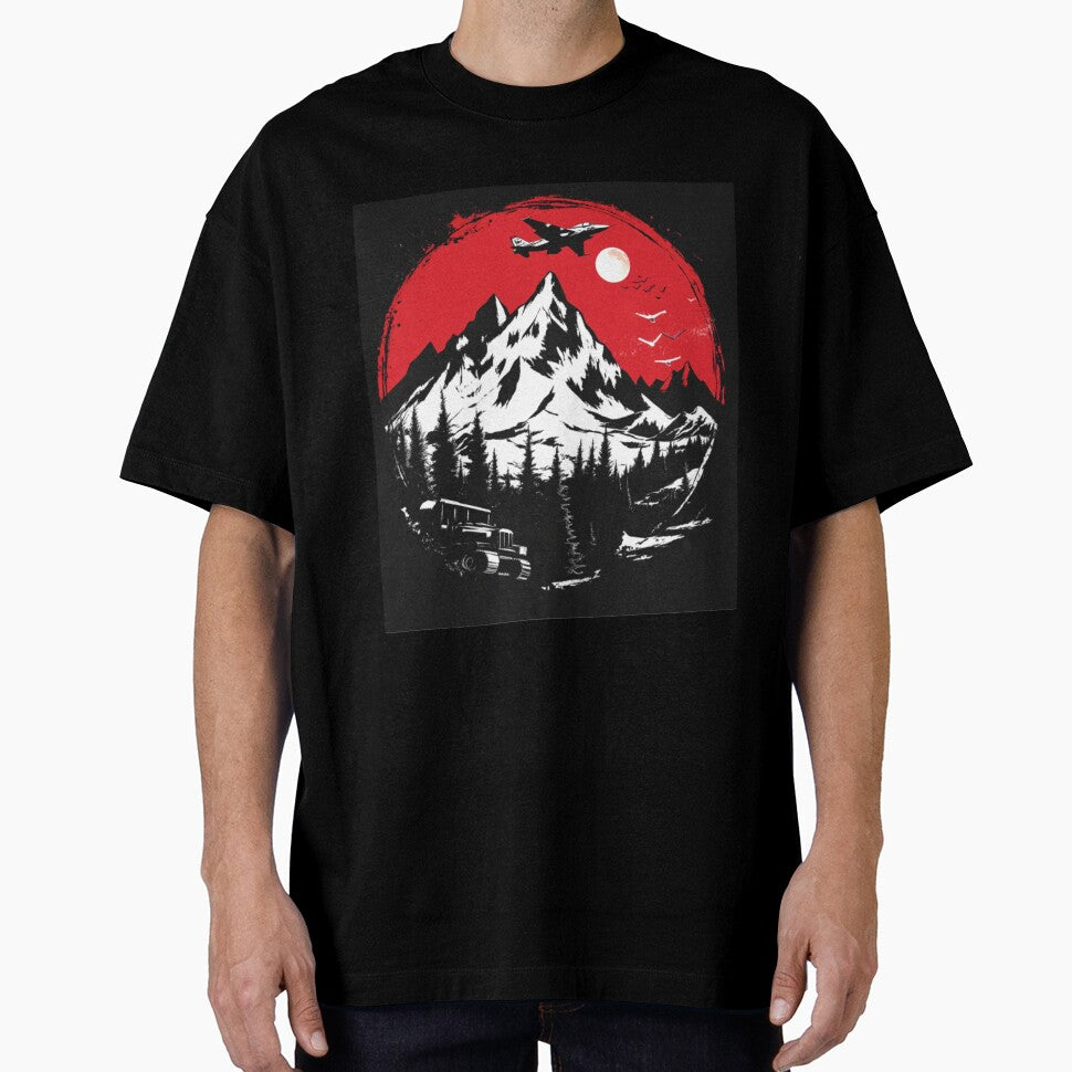 Air Fighters Under Red Moon In The Mountains by GrinGalore