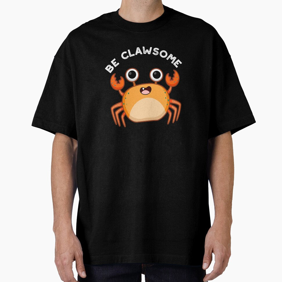 Be Clawsome Funny Positive Crab Pun (Dark BG) by punnybone
