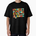 Anxiety Attack Gifts My Anxiety Is Chronic But This Ass Is Iconic Unisex-Adults Retro Groovy Anxiety Design T-Shirt Black Small by EzraIBlankenshi