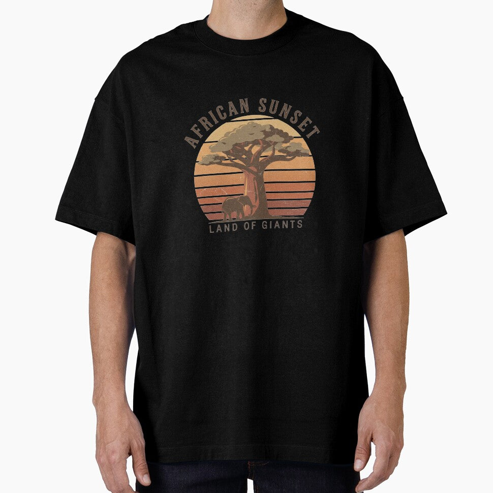 African Sunset Baobab Tree Vintage Streetwear – Savanna Nature Art by JonelCrafts