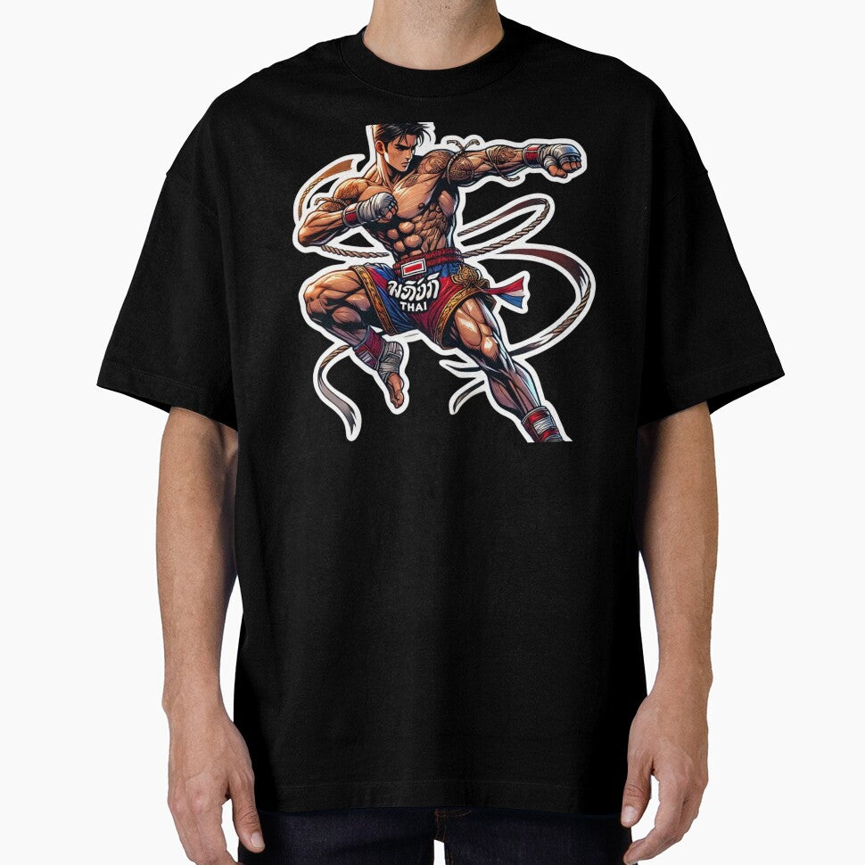Muay Thai Warrior Fighter - Thai Boxing Fighter Anime Style Art by TopUpDesign