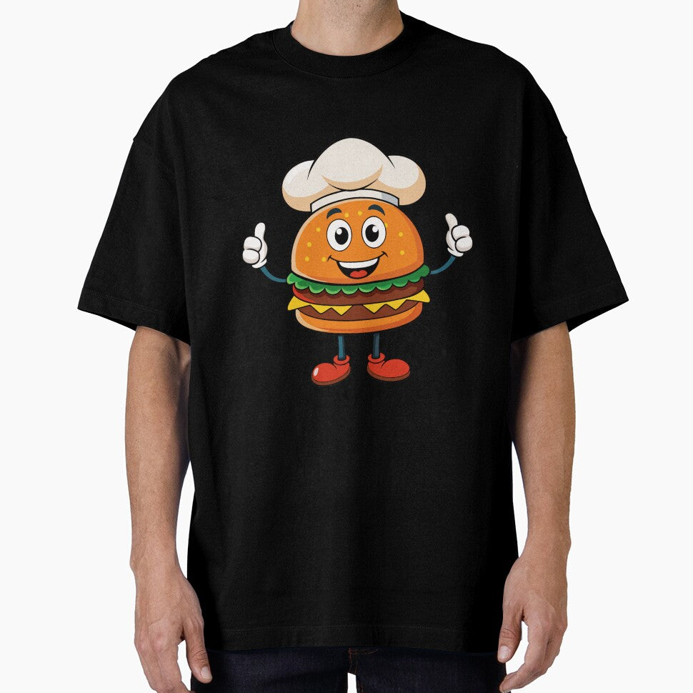 Funny Burger Chef Cartoon – Cute Fast Food Character Illustration by Graphizia