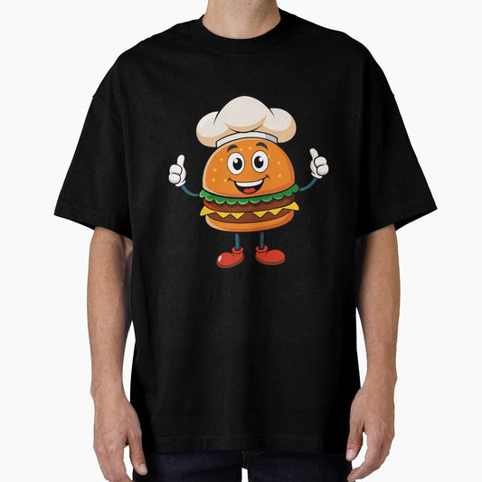 Funny Burger Chef Cartoon – Cute Fast Food Character Illustration by Graphizia