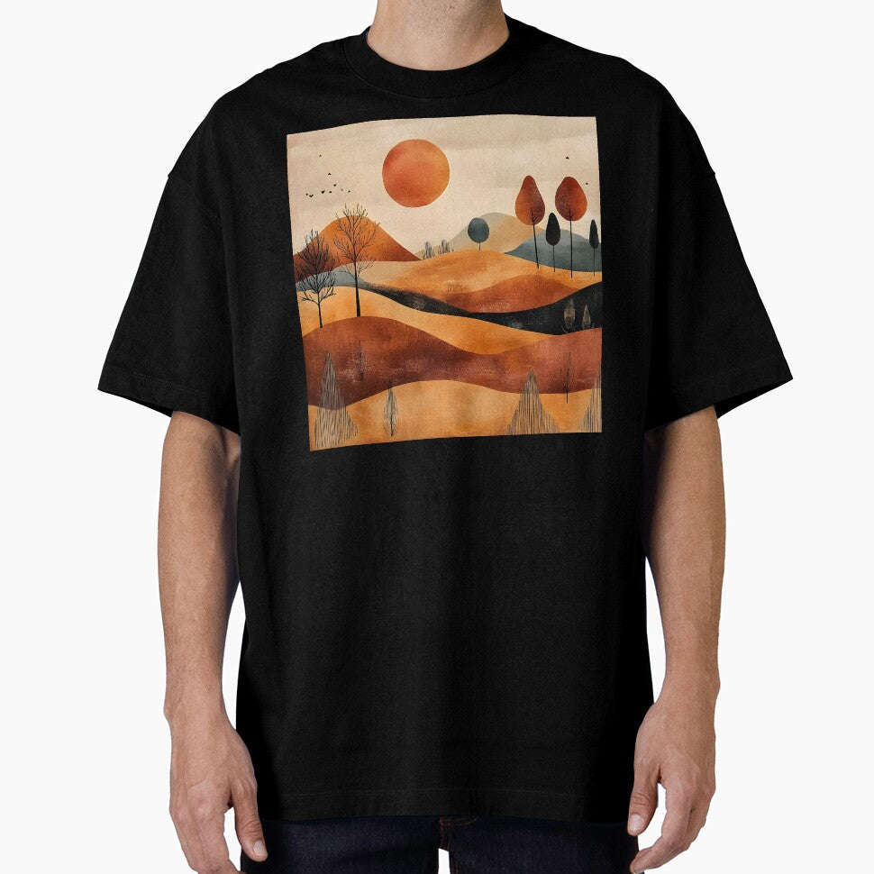 Boho Mountain Landscape Golden Ginger Hues Sunrise Abstract by DEC02