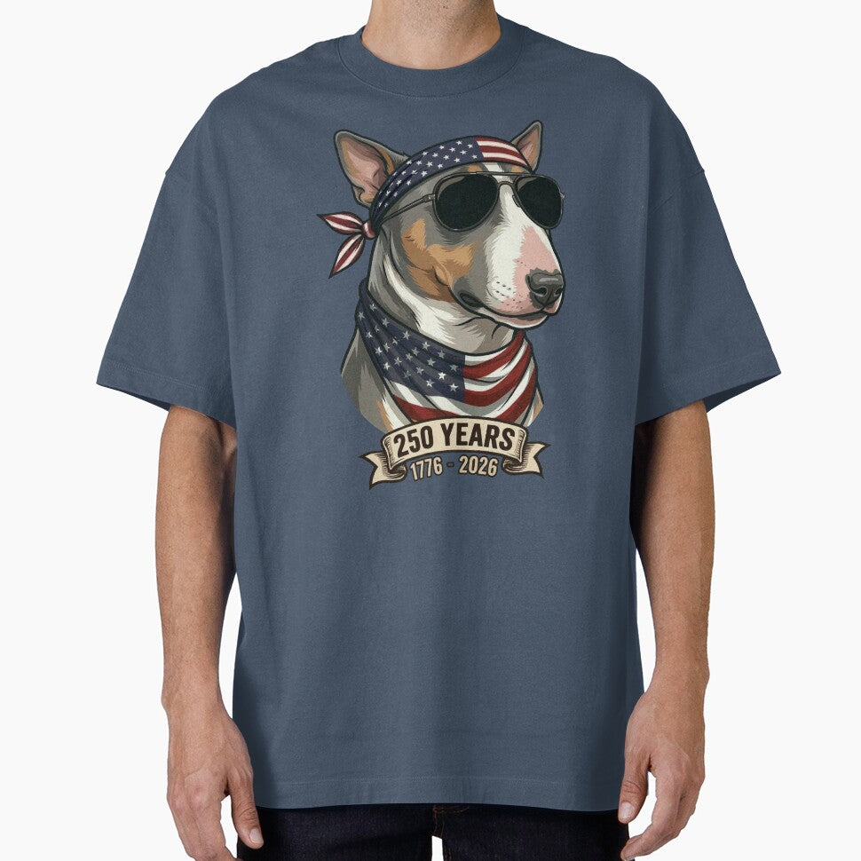 Bull Terrier American Flag 250 Years 1776-2026 by d247