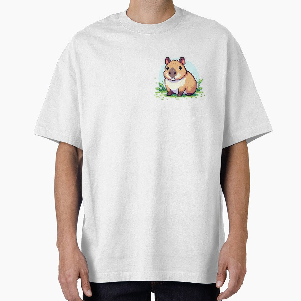 Cute capybara with leaves pixel art by Luvrr Pixels