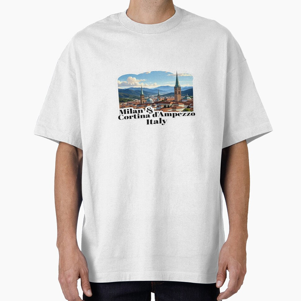 Milan & Cortina d’Ampezzo Italy Skyline – Scenic Travel T-Shirt & Sticker Design by Sushikidsntod