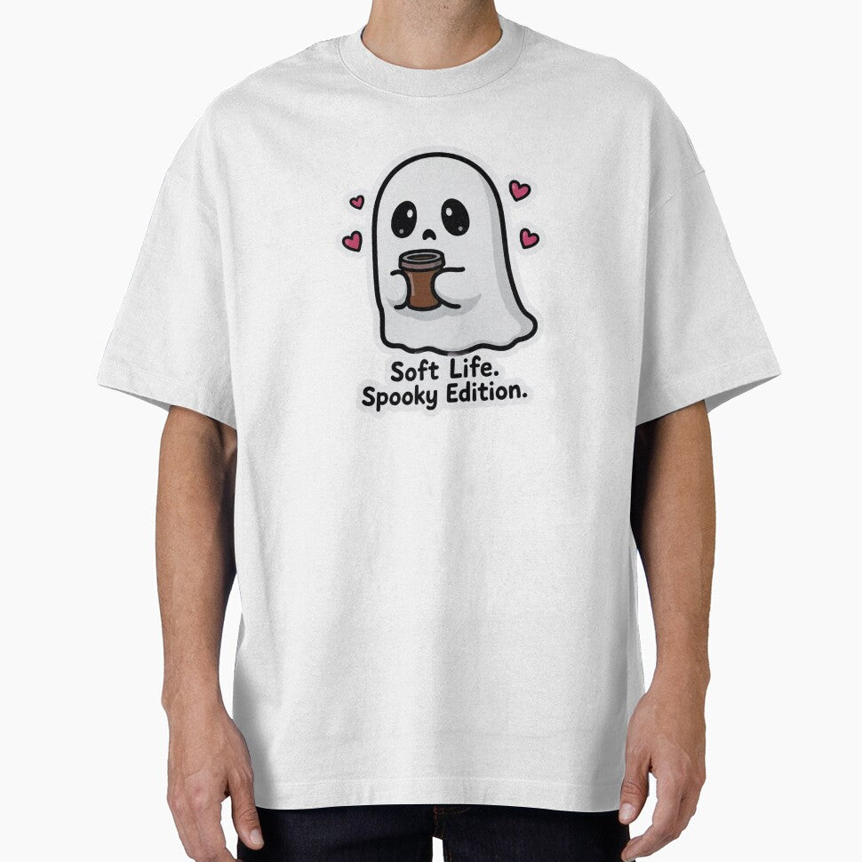 Soft Life Spooky Edition Ghost Coffee Cute Funny Design by BooDesignStudio