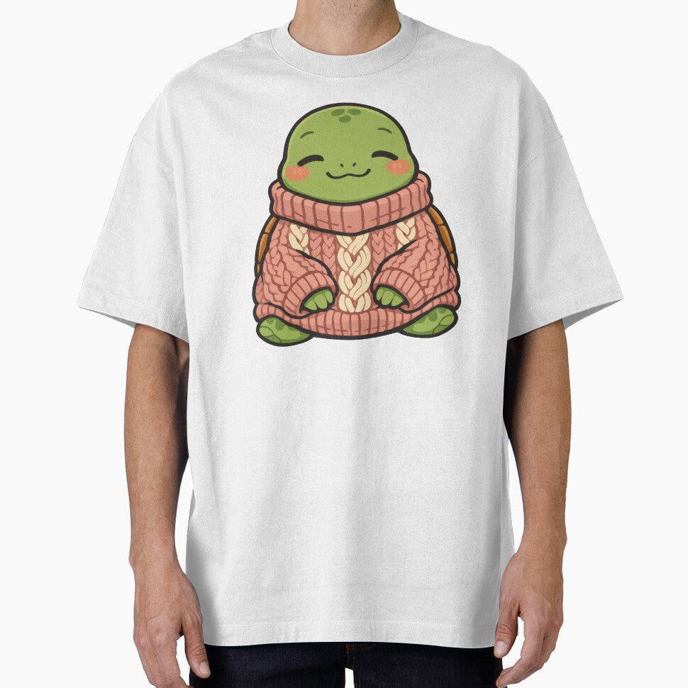 Cozy Sea Turtle in Oversized Knit Sweater Cute Comfort Aesthetic by zoughlal