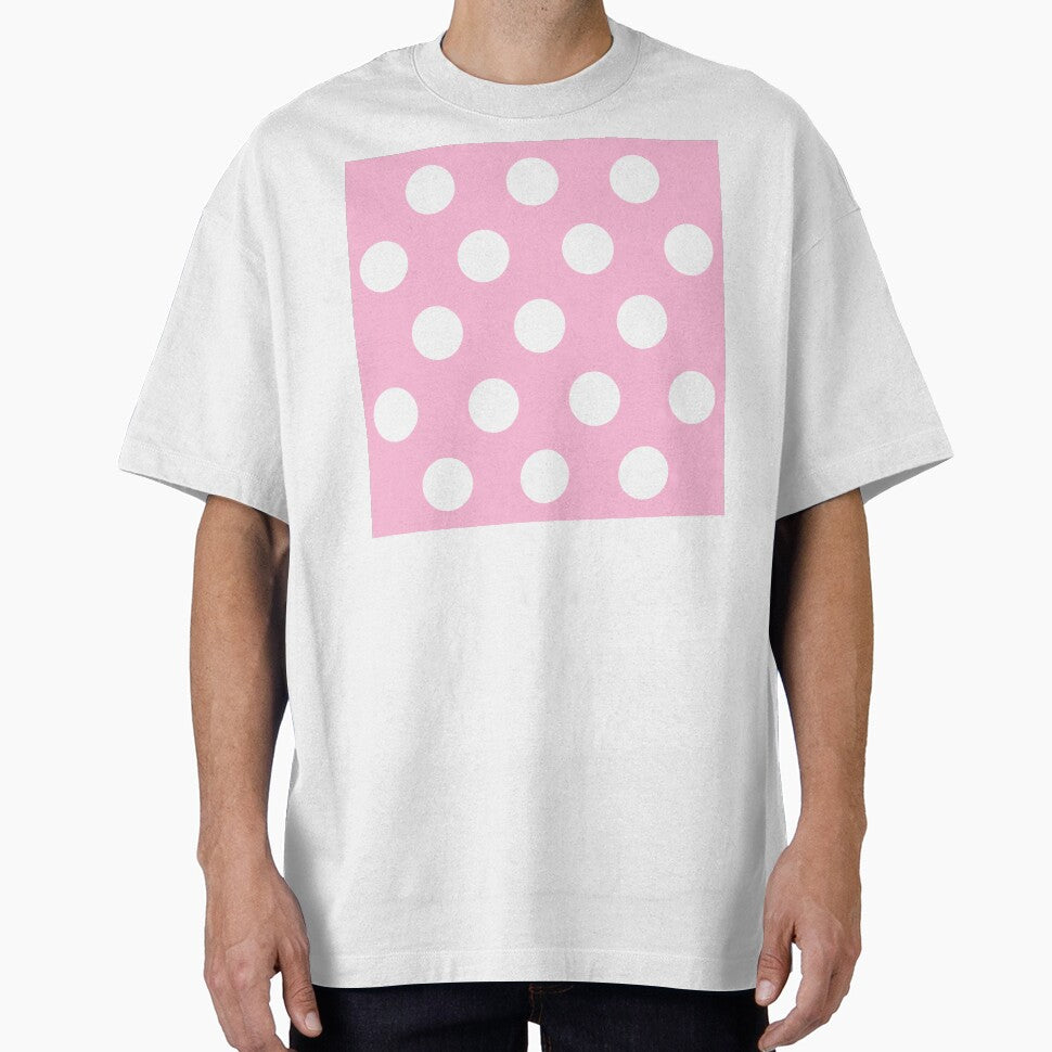 Large WHITE and COTTON CANDY PINK POLKA DOTS by RachelMacht