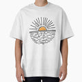 Simple drawing of a sunset over a calm ocean by rasagamastore