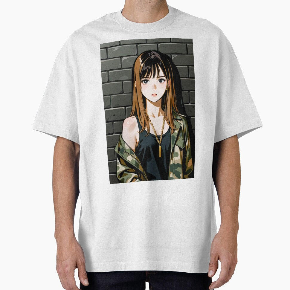 Fashion - Woman in Camo Camo Jacket Tank Top Gold Chain Anime Variant 2 by AnimeShin