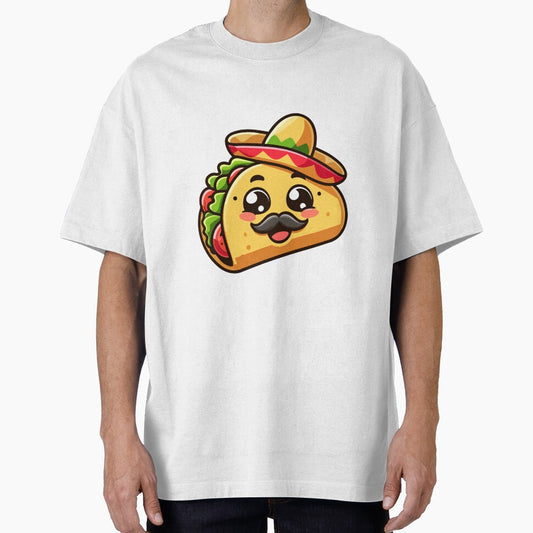 Cute Taco with Sombrero and Mustache - Fun Mexican Food by Akioos