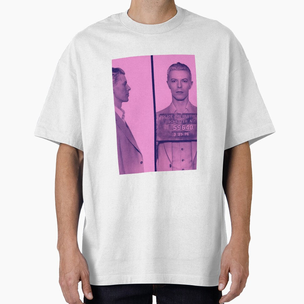 David Bowie Artistic Mugshot Portrait - Fuchsia Tint by CreeseArts