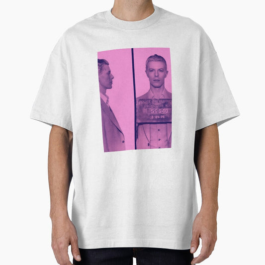 David Bowie Artistic Mugshot Portrait - Fuchsia Tint by CreeseArts