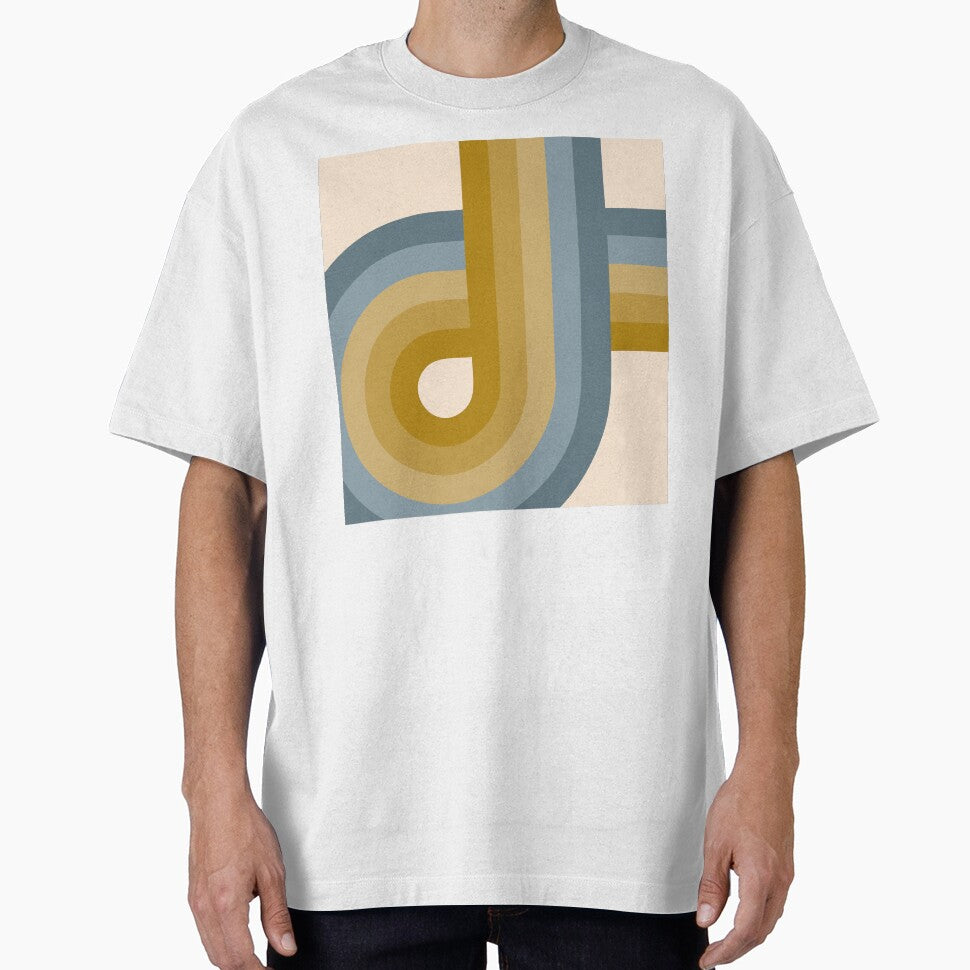 Geometric Colorful Retro - Mustard Gold and Dusty Blue by JMgraphic