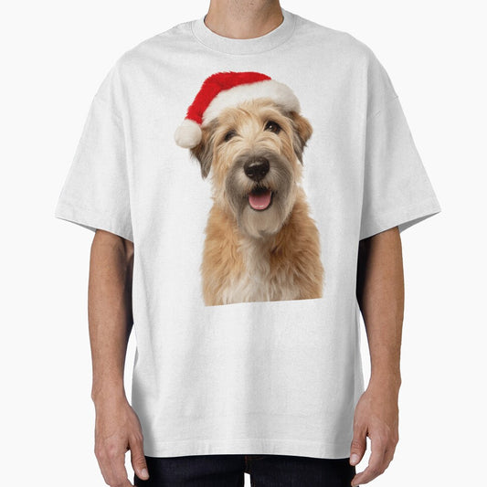 Soft Coated Wheaten Terrier with Christmas Hat – Festive Wheatie dog Xmas Design by LazyOwlStore