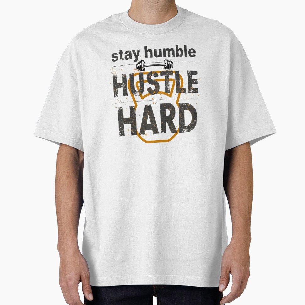 Stay Humble Hustle Hard Streetwear Gym Quote Barbell Kettlebell. by LunaPrintCo