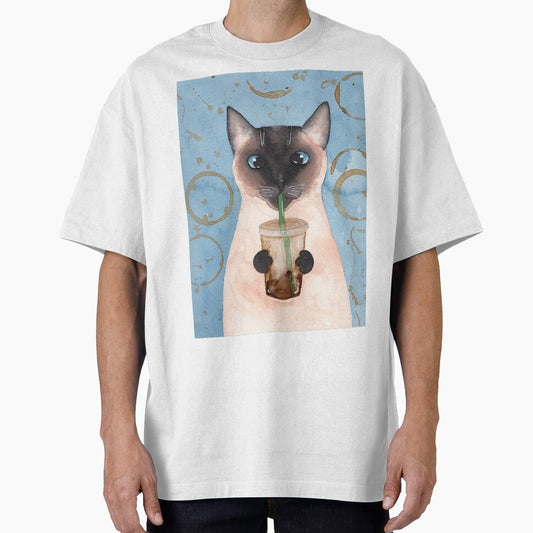 Siamese Cat With Iced Coffee by KilkennyCat Art