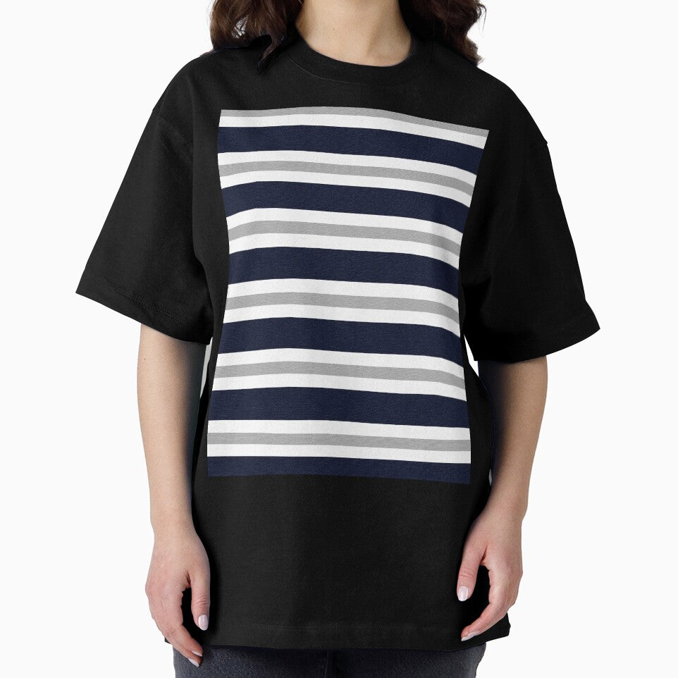 Grey and Blue Stripes Print by RSDigitalPrintDesign