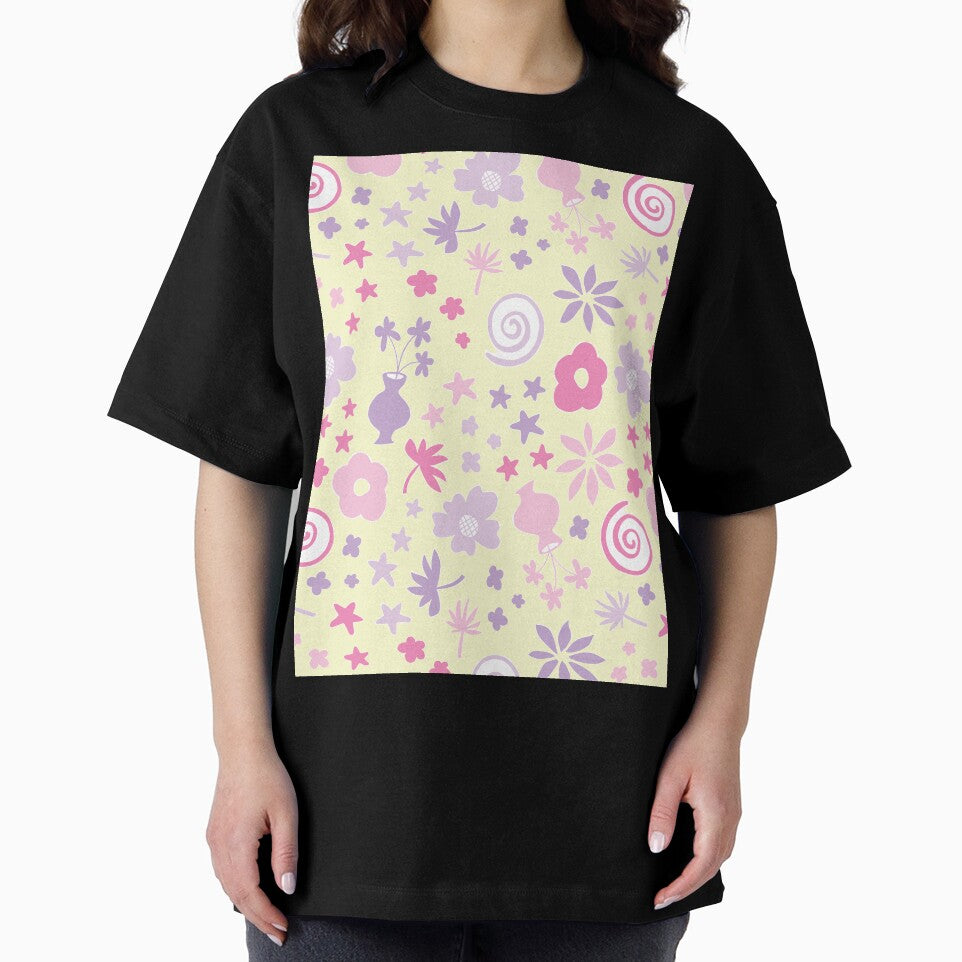 Pastel Pink and Pastel Yellow Lilac Purple Boho Flower Pattern Girls Room by blomastudios