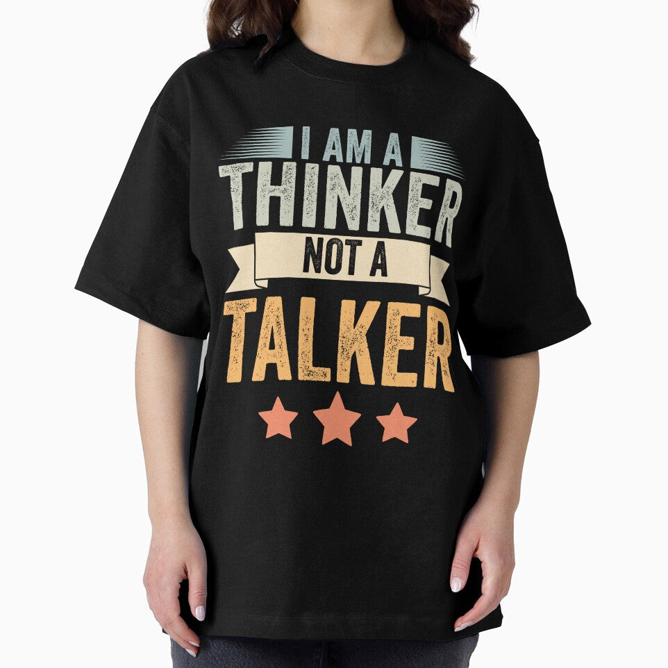 Retro I Am A Thinker Not A Talker Funny Introverted Thinker by Nessshirts