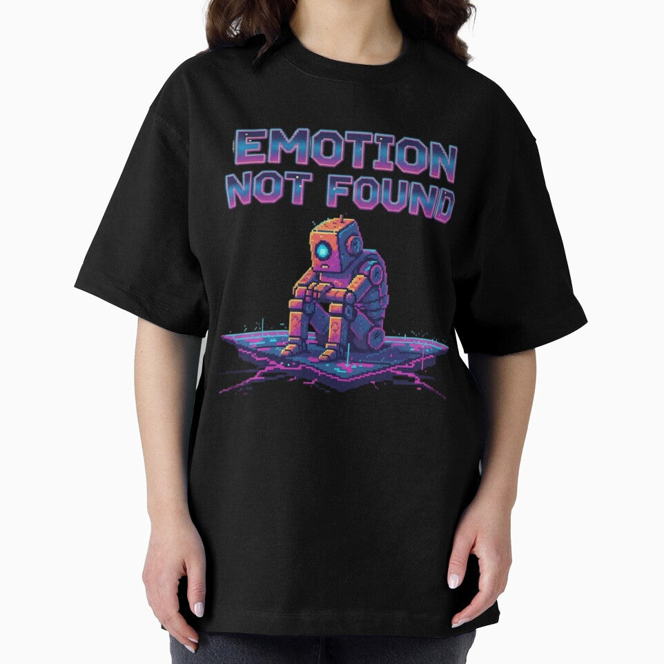 Emotion Not Found Sad Robot Retro Pixel Vaporwave by ChaosNest