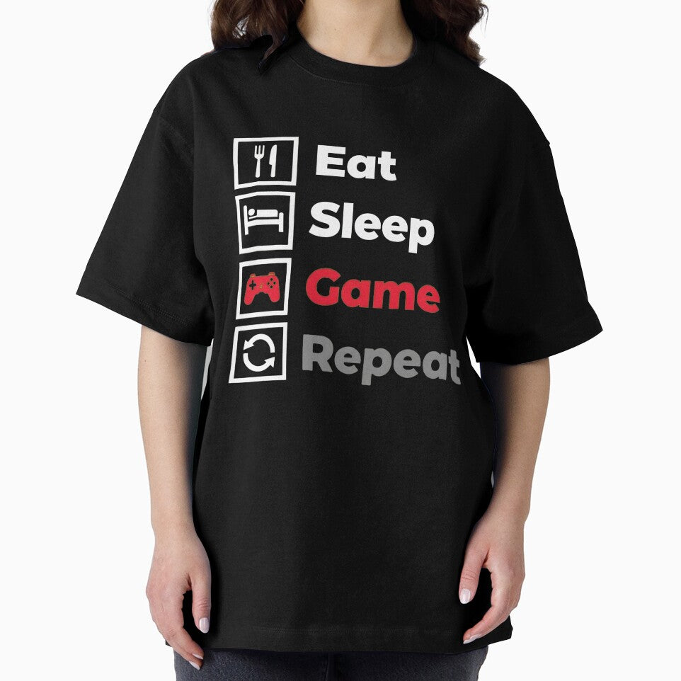 Gaming T-Shirt – Eat Sleep Game Repeat Organic Cotton Unisex Gamer Tee by OlyvieArt