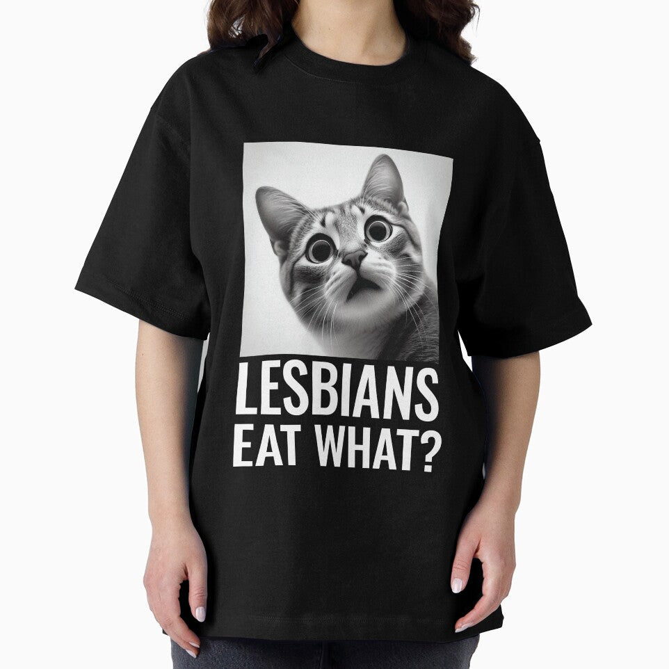 Lesbian Eat What? | Funny Surprised Cat Reaction | LGBTQ+ Humor Meme by PaintedPixels01