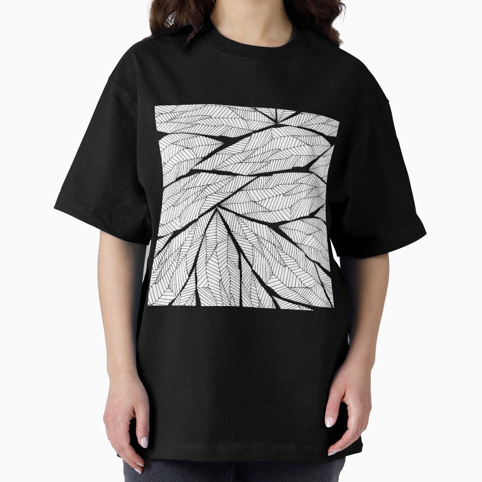 Black and White Modern Abstract Geometric Leaves by Blkstrawberry