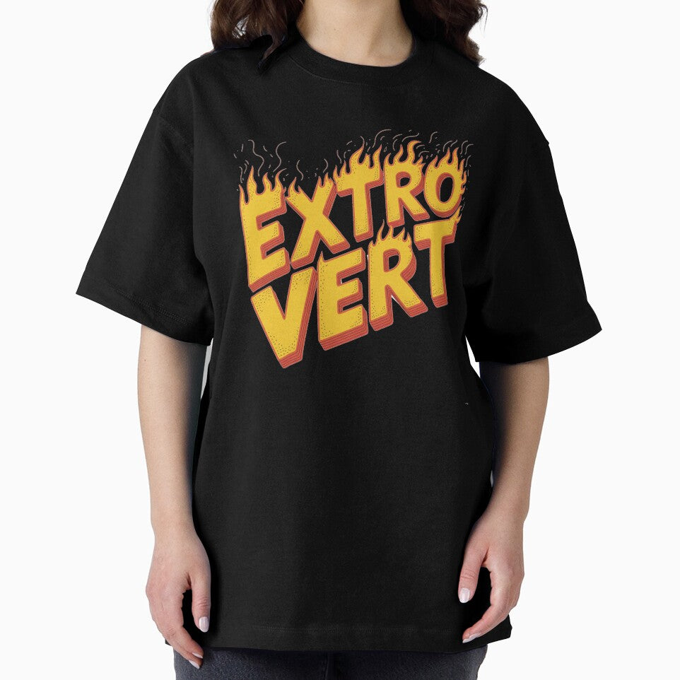 EXTROVERT Fire Lettering T-Shirt – Loud Energy Statement Apparel by KiciKi