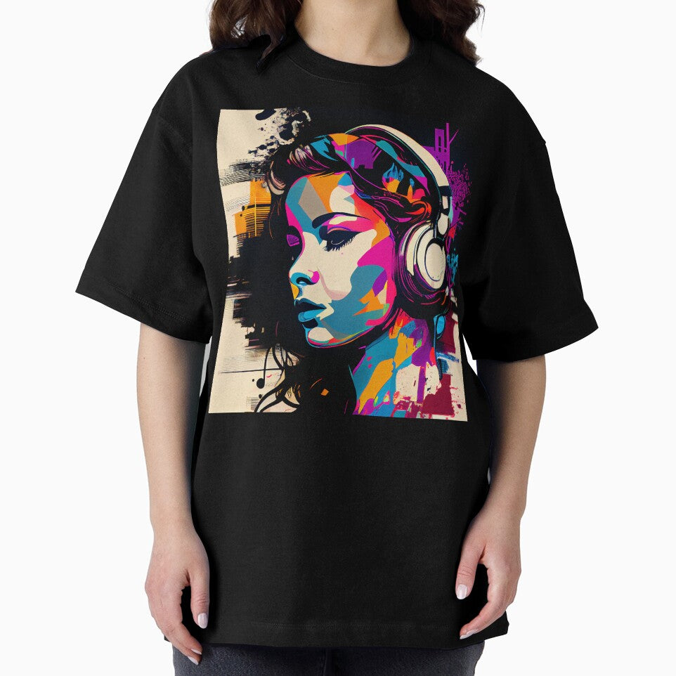 Beautiful music Girl with Headphones in the Style of Pop Art by KOTOdesign