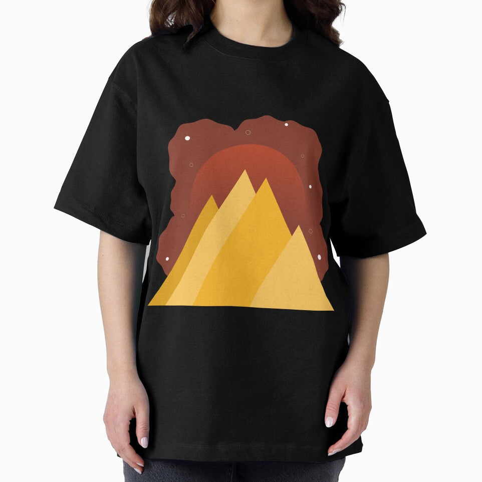YELLOW MOUNTAINS BROWN SKY - FALL VERSION MINIMALIST ILLUSTRATION Brown BG by MiraiDesigns by miraidesigns