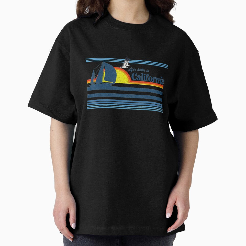 California beach Retro 70s 80s 90s Sailing Boat Sunset Surf by qrduubp320