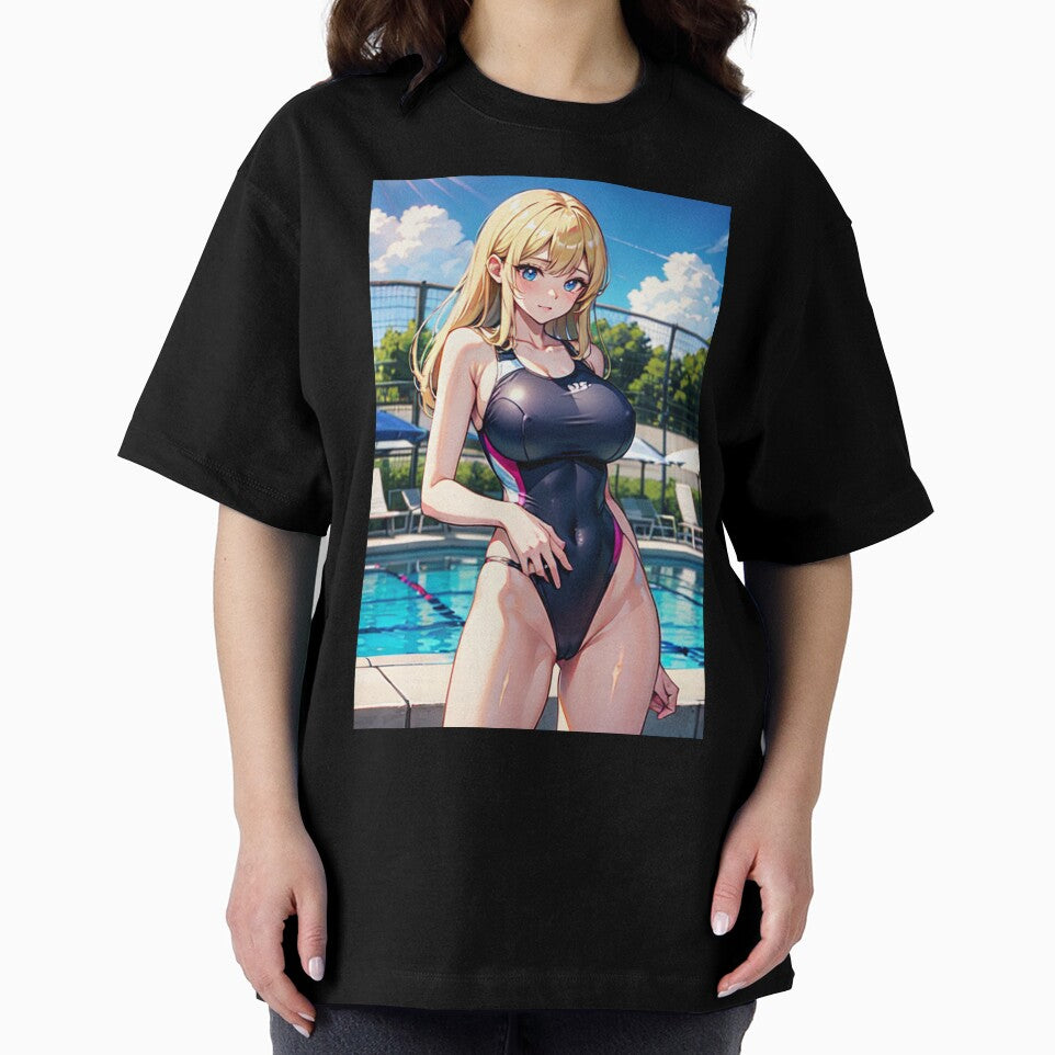 Blond Hair Anime Girl in School Swimsuit by kenvel