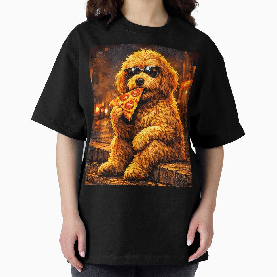 Funny  Goldendoodle Eating Pizza dog lovers by erozzz