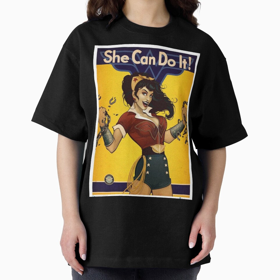 "She Can Do It!" Design - Retro Style - Female Empowerment by Hipatye26