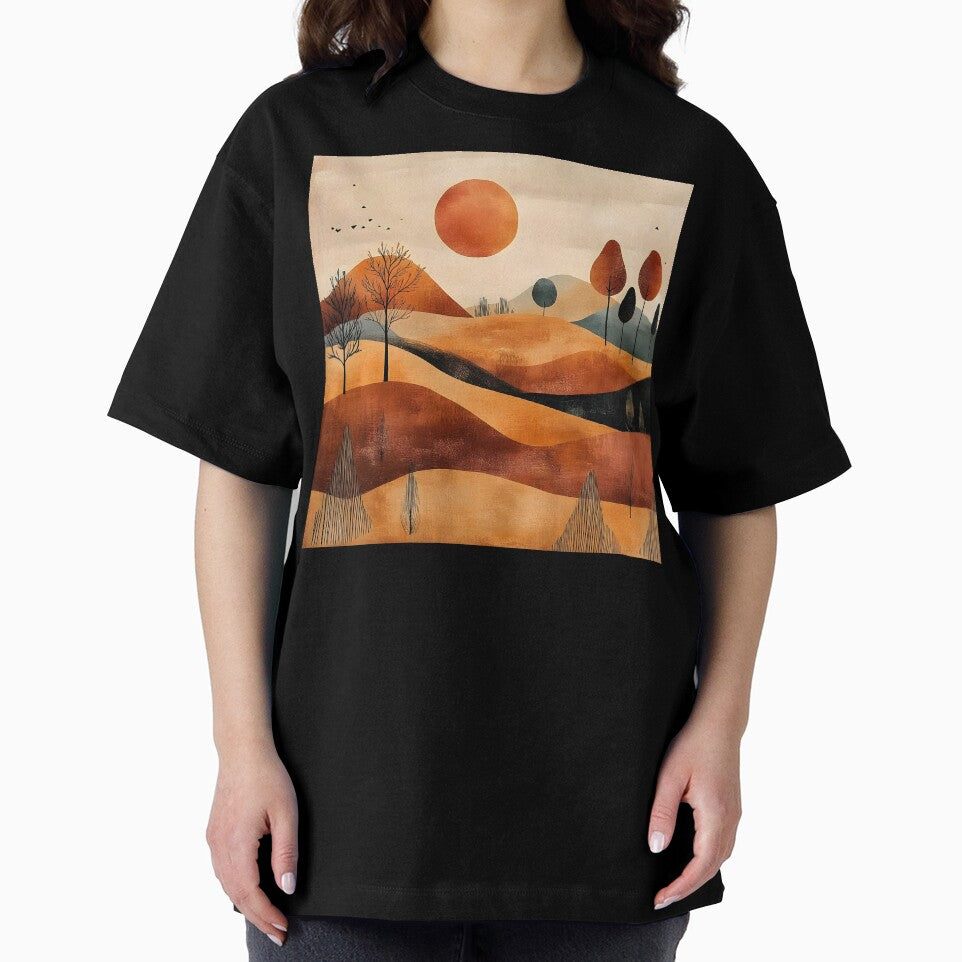 Boho Mountain Landscape Golden Ginger Hues Sunrise Abstract by DEC02