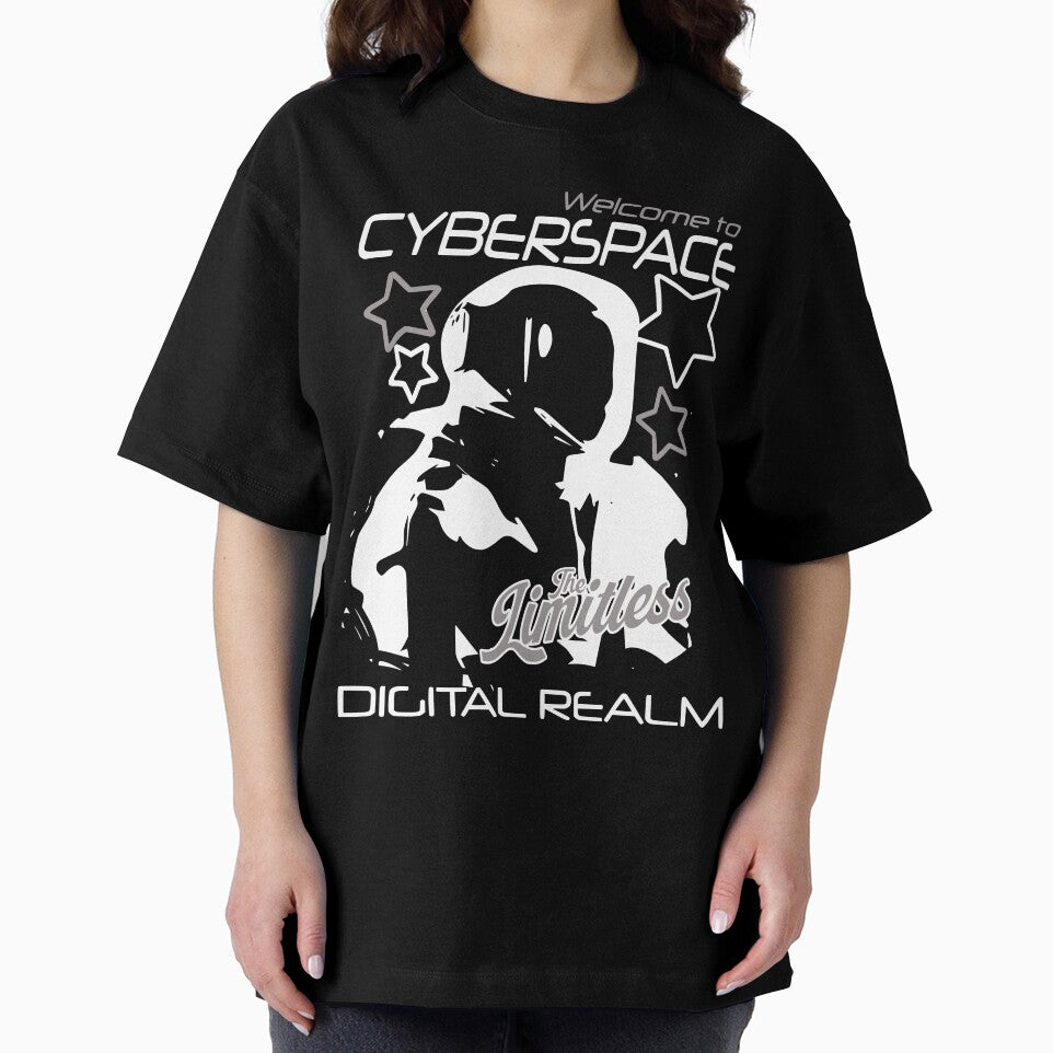 CYBERSPACE – White and gray astronaut on futuristic black background Y2K by Pics'Elle Creations