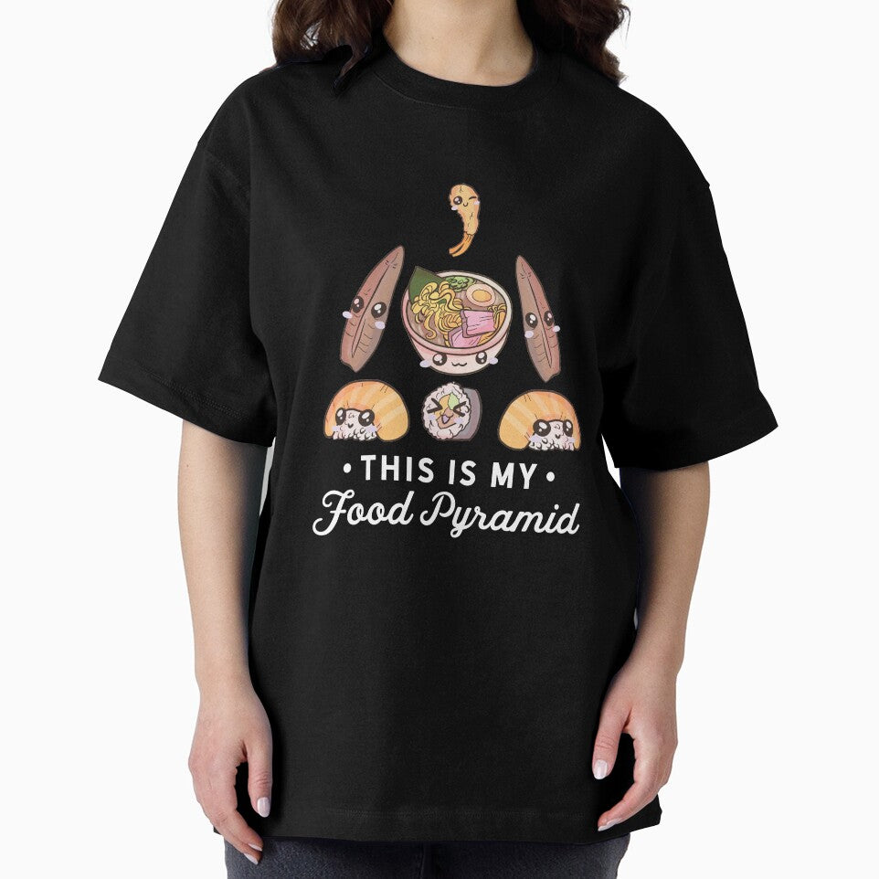 This Is My Food Pyramid, Japanese Food, Kawaii, Tempura, Sushi, Ramen, Squid, Shrimp Tempura, Food Pun by fatamyfan1