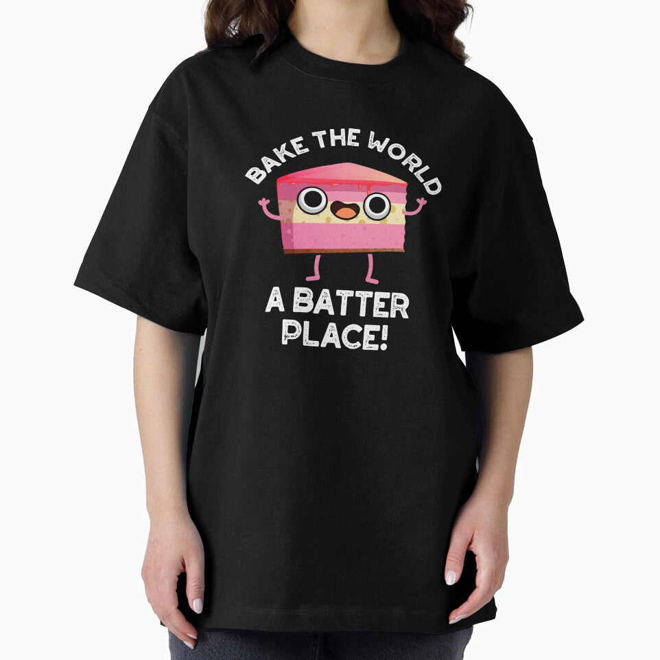 Bake The World A Better Place Funny Baking Pun (Dark BG) by punnybone