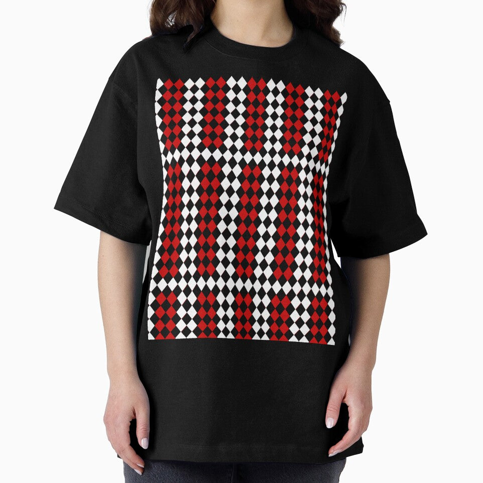 Diamond Harlequin Pattern – Red Black White Argyle by Zaya_art