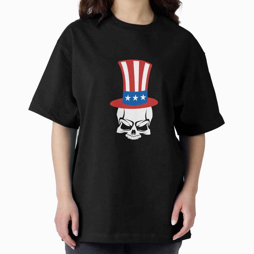 USA Hat on Skull T-Shirt for Men and Women by AllStarMerch